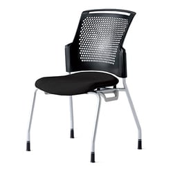 チェダーC 会議イス 布張り 4本脚 背ヌード ブラックシェル 肘なし シャドーブラック MC-W61SH SBK