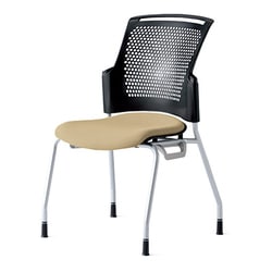 チェダーC 会議イス 布張り 4本脚 背ヌード ブラックシェル 肘なし サンドベージュ MC-W61SH SBE