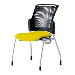 チェダーC 会議イス 布張り 4本脚 背ヌード ブラックシェル 肘なし カナリアイエロー MC-W61SH CYE