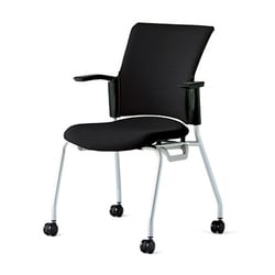 チェダーC 会議イス 布張り キャスター脚 背クッション ブラックシェル 肘付 シャドーブラック MB-W62S SBK