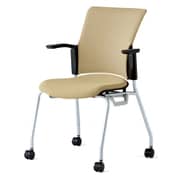 チェダーC 会議イス 布張り キャスター脚 背クッション ブラックシェル 肘付 サンドベージュ MB-W62S SBE