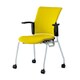 チェダーC 会議イス 布張り キャスター脚 背クッション ブラックシェル 肘付 カナリアイエロー MB-W62S CYE