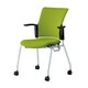 チェダーC 会議イス 布張り キャスター脚 背クッション ブラックシェル 肘付 リーフグリーン MB-W62S LGR