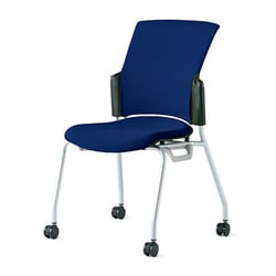 チェダーC 会議イス 布張り キャスター脚 背クッション ブラックシェル 肘なし ナイトブルー MC-W62S NBL
