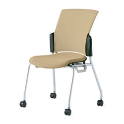 チェダーC 会議イス 布張り キャスター脚 背クッション ブラックシェル 肘なし サンドベージュ MC-W62S SBE