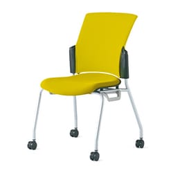 チェダーC 会議イス 布張り キャスター脚 背クッション ブラックシェル 肘なし カナリアイエロー MC-W62S CYE