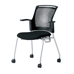 チェダーC 会議イス 布張り キャスター脚 背ヌード ブラックシェル 肘付 シャドーブラック MB-W63SH SBK