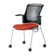 チェダーC 会議イス 布張り キャスター脚 背ヌード ブラックシェル 肘付 テラコッタレッド MB-W63SH TRD