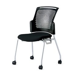 チェダーC 会議イス 布張り キャスター脚 背ヌード ブラックシェル 肘なし シャドーブラック MC-W63SH SBK