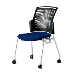 チェダーC 会議イス 布張り キャスター脚 背ヌード ブラックシェル 肘なし ナイトブルー MC-W63SH NBL