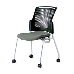 チェダーC 会議イス 布張り キャスター脚 背ヌード ブラックシェル 肘なし クラウドグレー MC-W63SH CGY