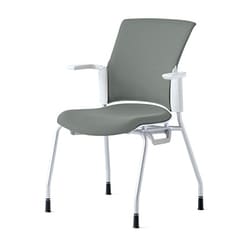 チェダーC 会議イス 布張り 4本脚 背クッション ホワイトシェル 肘付 クラウドグレー MB-W50S CGY