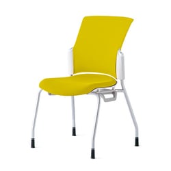 チェダーC 会議イス 布張り 4本脚 背クッション ホワイトシェル 肘なし カナリアイエロー MC-W50S CYE