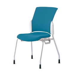 チェダーC 会議イス 布張り 4本脚 背クッション ホワイトシェル 肘なし シャローブルー MC-W50S SBL