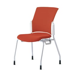 チェダーC 会議イス 布張り 4本脚 背クッション ホワイトシェル 肘なし テラコッタレッド MC-W50S TRD