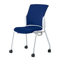 チェダーC 会議イス 布張り キャスター脚 背クッション ホワイトシェル 肘なし ナイトブルー MC-W52S NBL