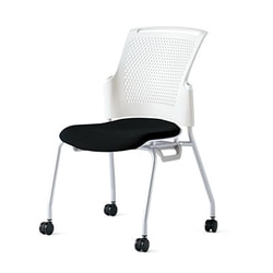 チェダーC 会議イス 布張り キャスター脚 背ヌード ホワイトシェル 肘なし シャドーブラック MC-W53SH SBK