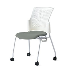 チェダーC 会議イス 布張り キャスター脚 背ヌード ホワイトシェル 肘なし クラウドグレー MC-W53SH CGY