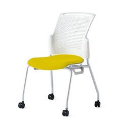 チェダーC 会議イス 布張り キャスター脚 背ヌード ホワイトシェル 肘なし カナリアイエロー MC-W53SH CYE