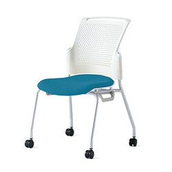 チェダーC 会議イス 布張り キャスター脚 背ヌード ホワイトシェル 肘なし シャローブルー MC-W53SH SBL