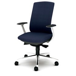 べネス 事務イス 布張り バイカラーフレーム ハイバック アルミ脚 固定肘 ネイビー KB-BN514SL DB