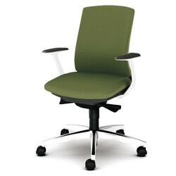 べネス 事務イス 布張り バイカラーフレーム ローバック アルミ脚 固定肘 モスグリーン KB-BN513SL UG