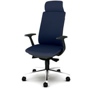 べネス 事務イス 布張り ダークグレーフレーム エキストラハイバック アルミ脚 固定肘 ネイビー KB-BN35SL DB