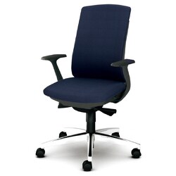 べネス 事務イス 布張り ダークグレーフレーム ハイバック アルミ脚 固定肘 ネイビー KB-BN34SL DB