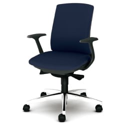 べネス 事務イス 布張り ダークグレーフレーム ローバック アルミ脚 固定肘 ネイビー KB-BN33SL DB