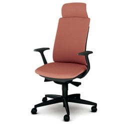 べネス 事務イス 布張り ダークグレーフレーム エキストラハイバック 樹脂脚 固定肘 コーラルピンク KB-BN32SL PK