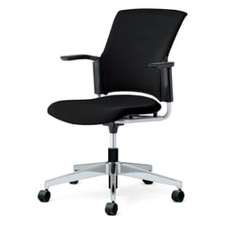 チェダーC 会議イス 布張り 回転脚 背クッション ブラックシェル 肘付 シャドーブラック MB-W64SL-N SBK