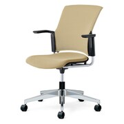 チェダーC 会議イス 布張り 回転脚 背クッション ブラックシェル 肘付 サンドベージュ MB-W64SL-N SBE
