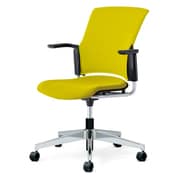 チェダーC 会議イス 布張り 回転脚 背クッション ブラックシェル 肘付 カナリアイエロー MB-W64SL-N CYE