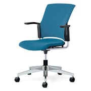 チェダーC 会議イス 布張り 回転脚 背クッション ブラックシェル 肘付 シャローブルー MB-W64SL-N SBL