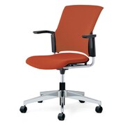 チェダーC 会議イス 布張り 回転脚 背クッション ブラックシェル 肘付 テラコッタレッド MB-W64SL-N TRD