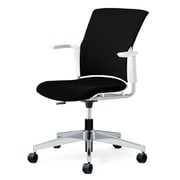 チェダーC 会議イス 布張り 回転脚 背クッション ホワイトシェル 肘付 シャドーブラック MB-W54SL-N SBK