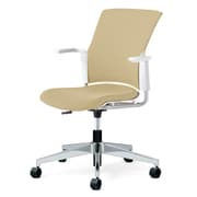 チェダーC 会議イス 布張り 回転脚 背クッション ホワイトシェル 肘付 サンドベージュ MB-W54SL-N SBE