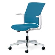 チェダーC 会議イス 布張り 回転脚 背クッション ホワイトシェル 肘付 シャローブルー MB-W54SL-N SBL