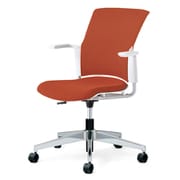 チェダーC 会議イス 布張り 回転脚 背クッション ホワイトシェル 肘付 テラコッタレッド MB-W54SL-N TRD