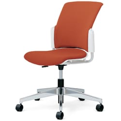 チェダーC 会議イス 布張り 回転脚 背クッション ホワイトシェル 肘なし テラコッタレッド MC-W54SL-N TRD