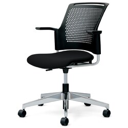 チェダーC 会議イス 布張り 回転脚 背ヌード ブラックシェル 肘付 シャドーブラック MB-W65SHL-N SBK