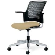 チェダーC 会議イス 布張り 回転脚 背ヌード ブラックシェル 肘付 サンドベージュ MB-W65SHL-N SBE