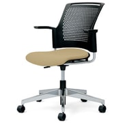 チェダーC 会議イス 布張り 回転脚 背ヌード ブラックシェル 肘付 サンドベージュ MB-W65SHL-N SBE