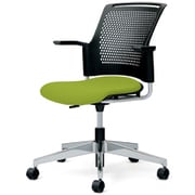チェダーC 会議イス 布張り 回転脚 背ヌード ブラックシェル 肘付 リーフグリーン MB-W65SHL-N LGR