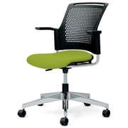 チェダーC 会議イス 布張り 回転脚 背ヌード ブラックシェル 肘付 リーフグリーン MB-W65SHL-N LGR