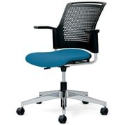 チェダーC 会議イス 布張り 回転脚 背ヌード ブラックシェル 肘付 シャローブルー MB-W65SHL-N SBL