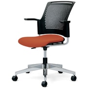 チェダーC 会議イス 布張り 回転脚 背ヌード ブラックシェル 肘付 テラコッタレッド MB-W65SHL-N TRD