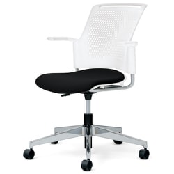 チェダーC 会議イス 布張り 回転脚 背ヌード ホワイトシェル 肘付 シャドーブラック MB-W55SHL-N SBK