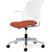 チェダーC 会議イス 布張り 回転脚 背ヌード ホワイトシェル 肘付 テラコッタレッド MB-W55SHL-N TRD