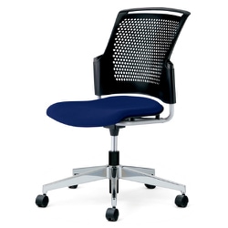 チェダーC 会議イス 布張り 回転脚 背ヌード ブラックシェル 肘なし ナイトブルー MC-W65SHL-N NBL